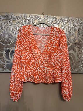 Leporad Print Peplum Top